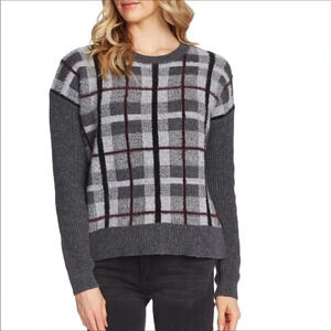 Vince Camuto Eyelash Plaid Sweater Long Sleeve NWT